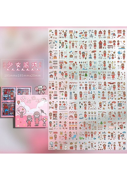 Girl Party Temalı 100 Yaprak 4 Bölmeli Sticker Seti Bullet Journal GGK DR107