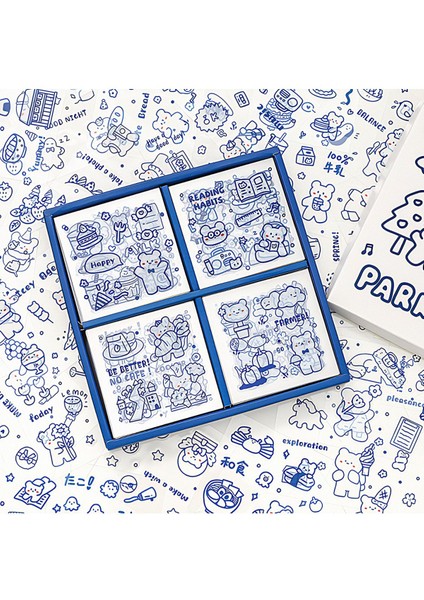 Bear Village Temalı 100 Yaprak 4 Bölmeli Sticker Seti Bullet Journal GGK DZ068