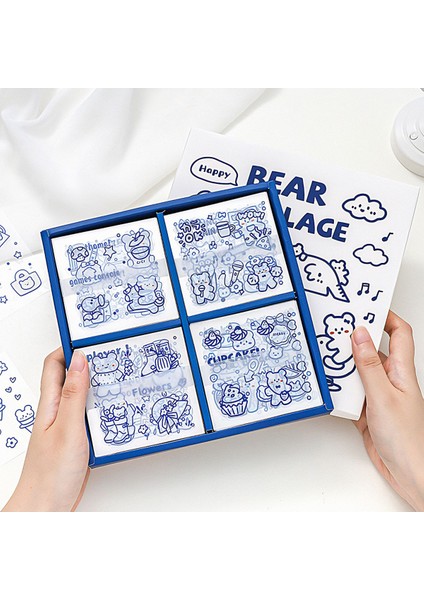 Bear Village Temalı 100 Yaprak 4 Bölmeli Sticker Seti Bullet Journal GGK DZ068