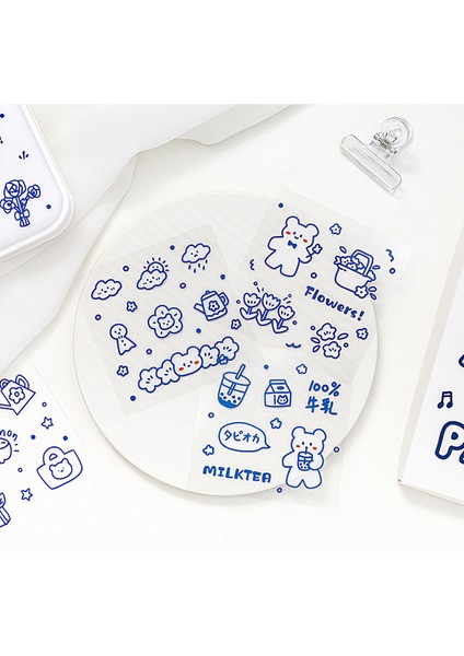 Bear Village Temalı 100 Yaprak 4 Bölmeli Sticker Seti Bullet Journal GGK DZ068