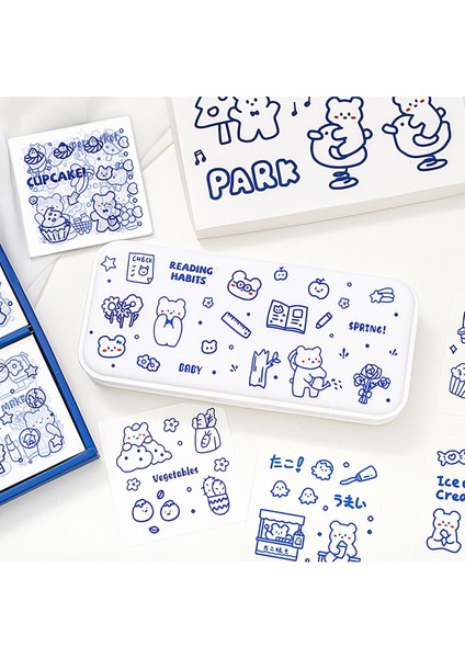 Bear Village Temalı 100 Yaprak 4 Bölmeli Sticker Seti Bullet Journal GGK DZ068