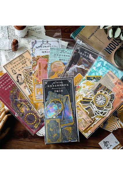 Nature Temalı Vintage Altın Damga Sticker Seti Bullet Journal GGK DFZ028 fiyatları