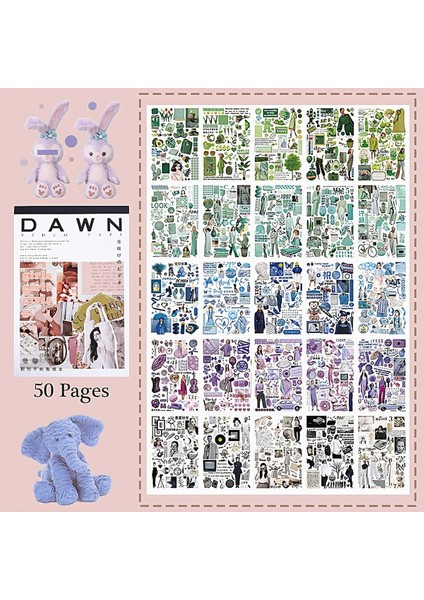 Dawn Temalı 50 Sayfa Sticker Defteri Scrapbooking Bullet Journal GGK DAH147