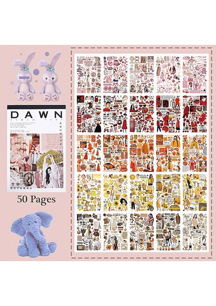 Dawn Temalı 50 Sayfa Sticker Defteri Scrapbooking Bullet Journal GGK DAH147