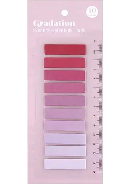 Kırmızı Mor Tonları Temalı 10 Renkli Cetvelli Index Sticker Post It GGK PCQ060