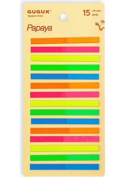 Papaya 15 Renkli Şeffaf Pet Index • Index Sticker • Post-It • Sticky Note (GGK-PI008)