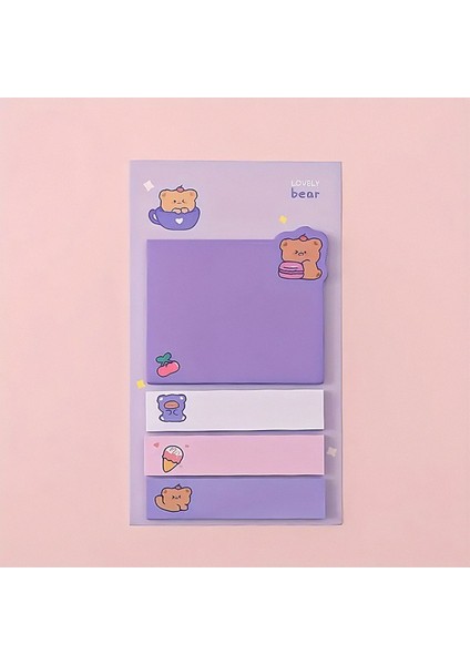 Mor Temalı 4 Renkli Not Seti Post It Sticky Note GGK MBQ035