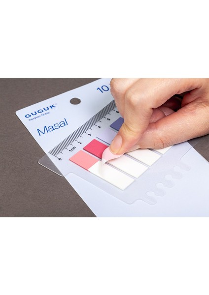 Masal Yarım 10 Renkli Cetvelli Şeffaf Pet Index Sticker Post It Sticky Note GGK P016