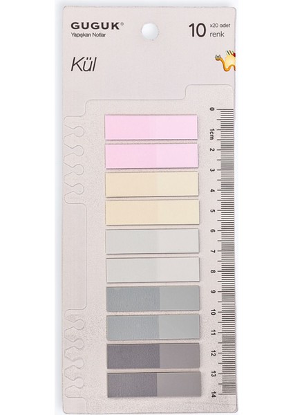 Kül 10 Renkli Cetvelli Şeffaf Pet Index Sticker Post It Sticky Note GGK P025