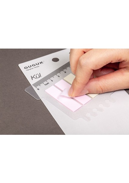 Kül 10 Renkli Cetvelli Şeffaf Pet Index Sticker Post It Sticky Note GGK P025