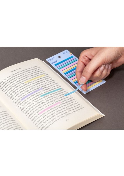 Masal 15 Renkli Şeffaf Pet Index Sticker Post It Sticky Note GGK PI006