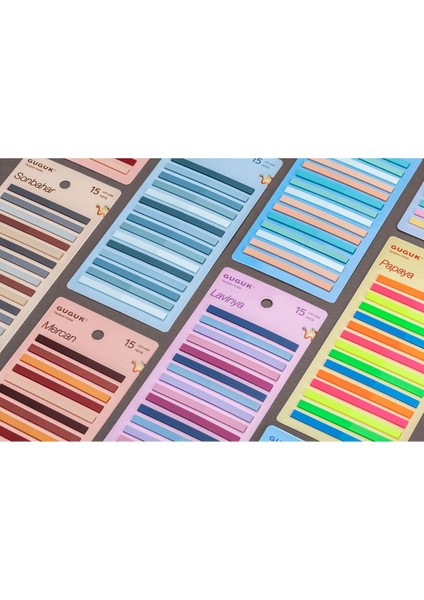 Masal 15 Renkli Şeffaf Pet Index Sticker Post It Sticky Note GGK PI006