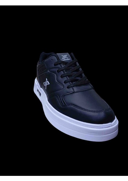 Siyah Beyaz Sneaker Erkek Günlük Spor Ayakkabısı Esnek Tabanlı Rahat Ergonomik Ortopedik