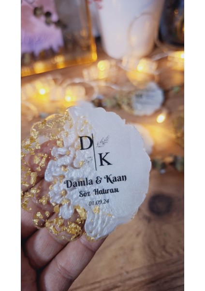 Sevgiliatolyem Gold Epoksi Magnet Nikah Nişan Söz Hediyelikleri 10 Adet