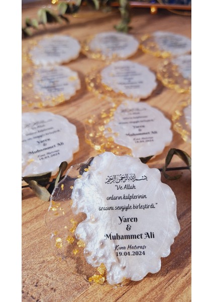 Sevgiliatolyem Gold Epoksi Magnet Nikah Nişan Söz Hediyelikleri 10 Adet