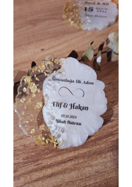 Sevgiliatolyem Gold Epoksi Magnet Nikah Nişan Söz Hediyelikleri 10 Adet