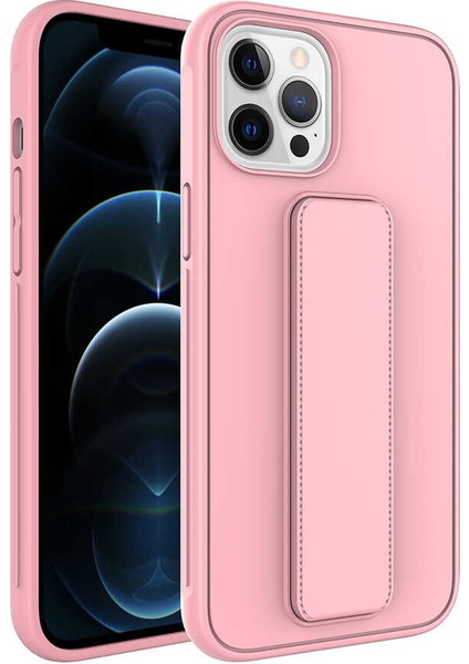 Apple iPhone 12 Pro Max Kılıf Zore Qstand Kapak-Pembe