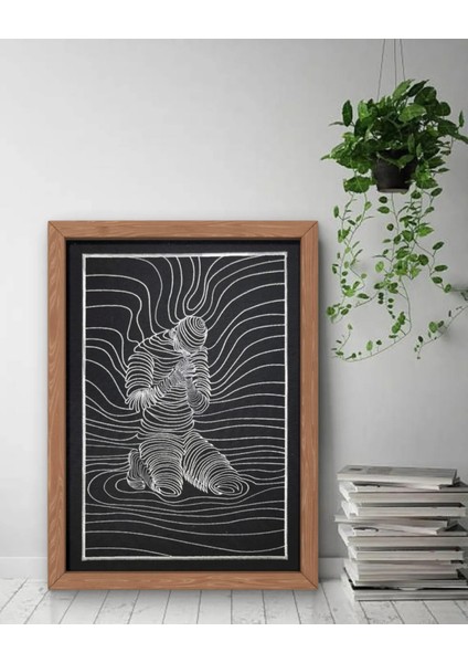 Optik Lin'e Art Illüstrasyon Nakış Işleme Tablo