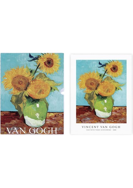 Vase With Three Sunflowers, Özel Tasarım Kılıflı, A4 Poster