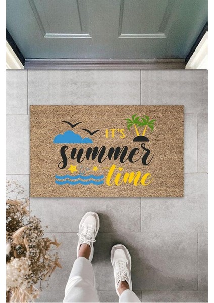 Bej Kapı Önü Paspası It's Summer Tıme Desen K-3281