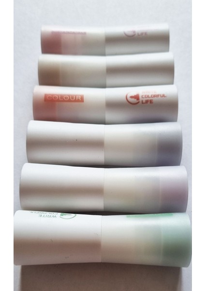 6'lı Beyaz Silindirik Write Colorful Life Kesik Uçlu Pastel Fosforlu Kalem modelleri