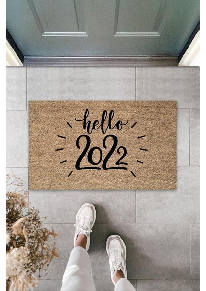 Kahverengi Kapı Önü Paspası Hello Desen K-3284