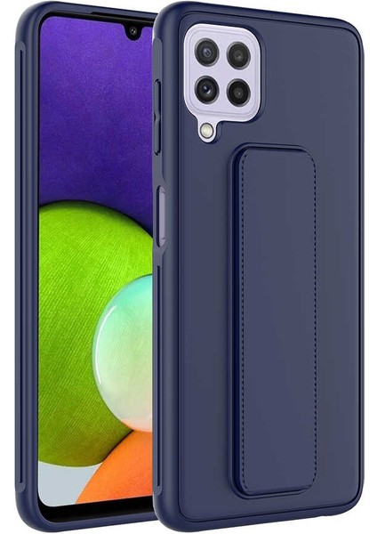 Galaxy M22 Kılıf Zore Qstand Kapak-Lacivert