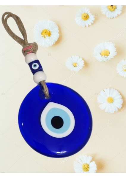 Nazar Boncuk (8,5cm) Jut Ipli Nazarlık Süs Duvar Süs Oda Süsü Kapı Süs Bahçe Süs Ağaç Süs Hediyelik