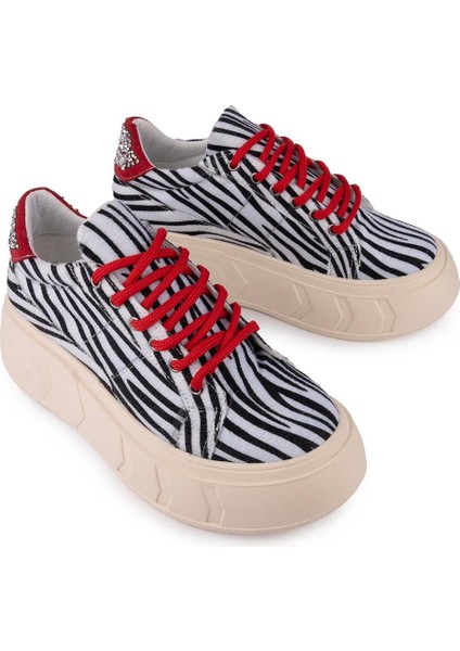 Modern Rahat Dantel Tasarım Ayakkabı 7961 Zebra