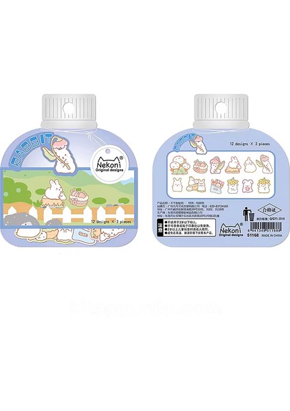 Neşeli Tavşanlar Temalı 36 Adet Sticker Seti Bullet Journal GGK ZR001