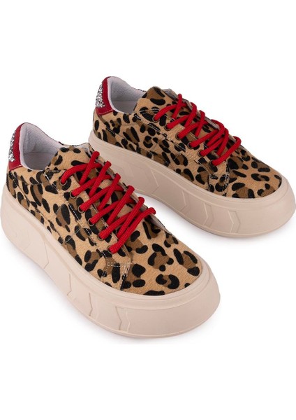 Modern Rahat Dantel Tasarım Ayakkabı 7961 Leopar