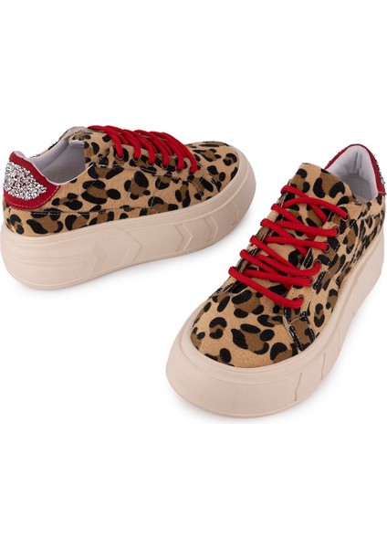 Modern Rahat Dantel Tasarım Ayakkabı 7961 Leopar
