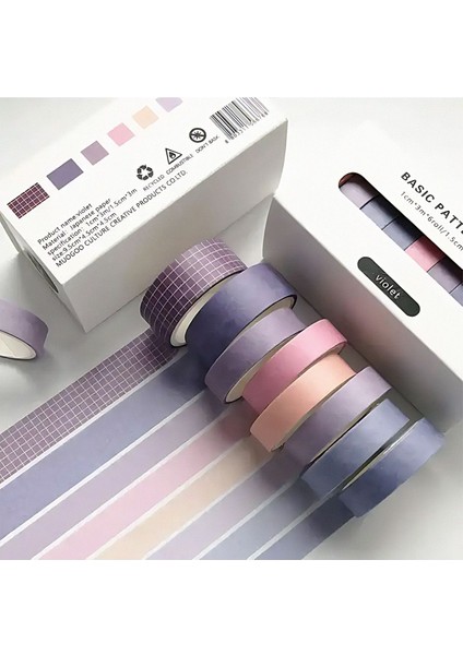 Violet Temalı 8 Renkli Washi Bant Sticky Note GGK PC013