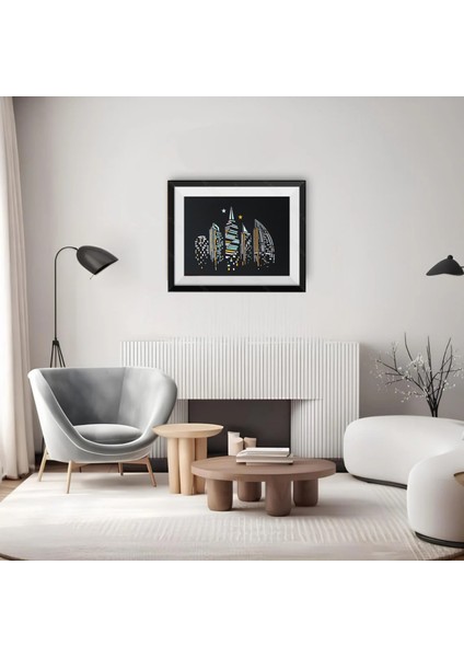 Şehrin Kuleleri Embroidery Art Illüstrasyon Nakış Işleme Tablo fiyatları