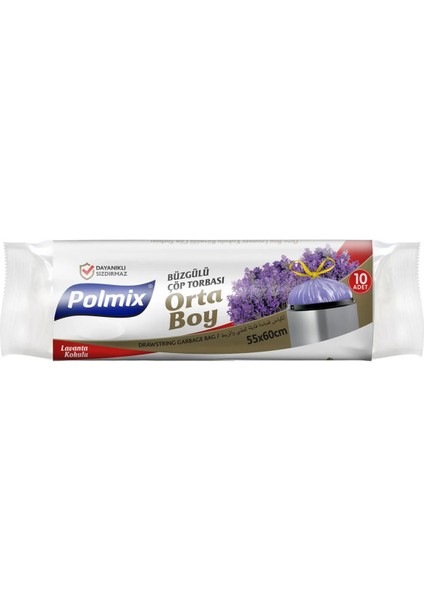 Büzgülü Çöp Poşeti - Lavanta -Orta Boy- 40lt ve 55cm x 60cm