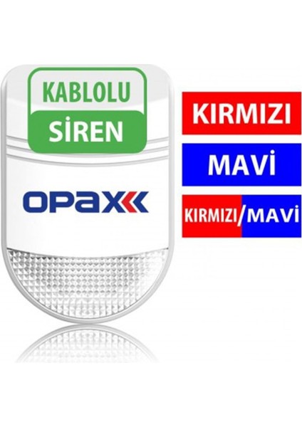 BGR-10 Kablolu 48 LED Kırmızı - Mavi Işıklı Harici Alarm Sireni