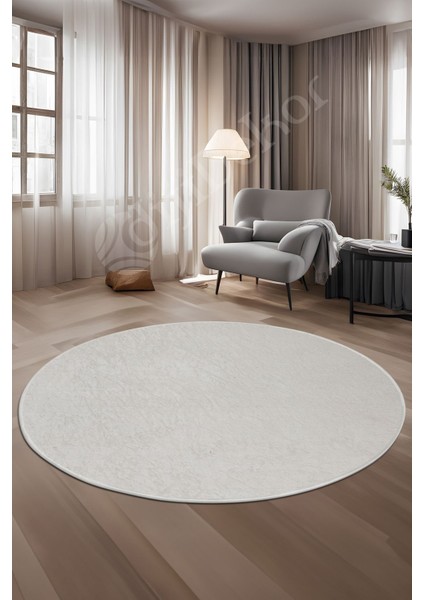 Halı Krem Janjanlı Yuvarlak Kaymaz Kesme Ince Yolluk Kilim Salon Halısı Modelleri