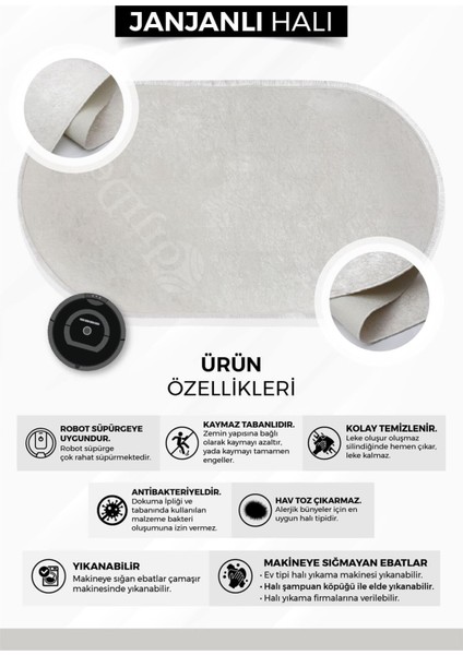 Diji Dekor Halı Krem  Janjanlı Oval Saçaklı Kesme Ince Yolluk Kilim Salon Halısı Modelleri