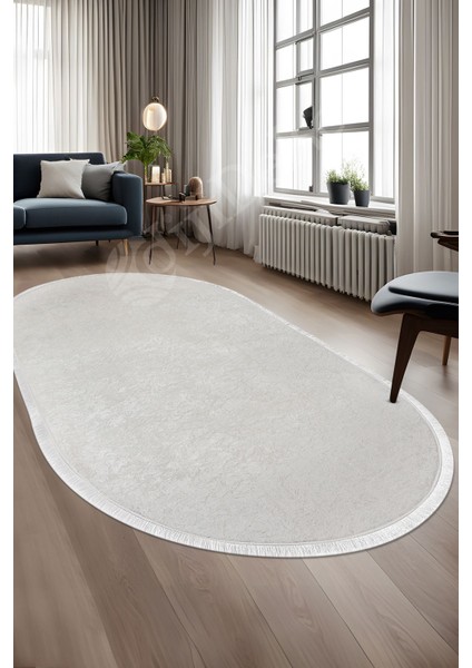 Halı Krem Janjanlı Oval Saçaklı Kesme Ince Yolluk Kilim Salon Halısı Modelleri