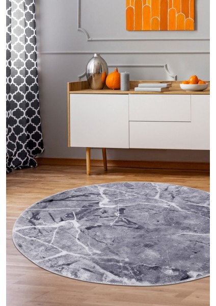 Halı Gri Granit Yıkanabilir Yuvarlak Kesme Ince Yolluk Kilim Salon Halısı Modelleri