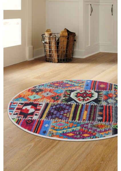 Halı Çok Renkli 9010 Yıkanabilir Yuvarlak Kesme Ince Yolluk Kilim Salon Halısı Modelleri
