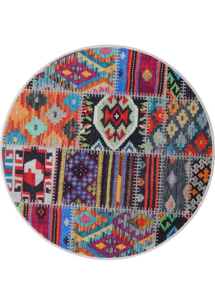 Halı Çok Renkli 9010 Yıkanabilir Yuvarlak Kesme Ince Yolluk Kilim Salon Halısı Modelleri
