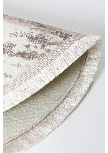 Halı Bej K1280 Saçaklı Yuvarlak Kesme Ince Yolluk Kilim Salon Halısı Modelleri fırsatları