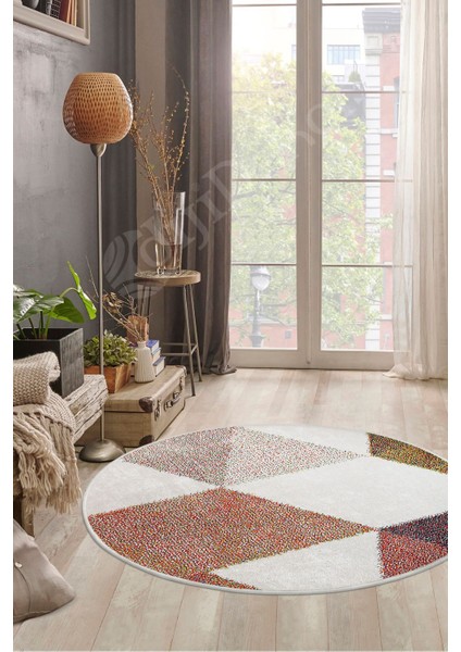 Diji Dekor Halı Multi  K1270 Yıkanabilir Yuvarlak Kesme Ince Yolluk Kilim Salon Halısı Modelleri