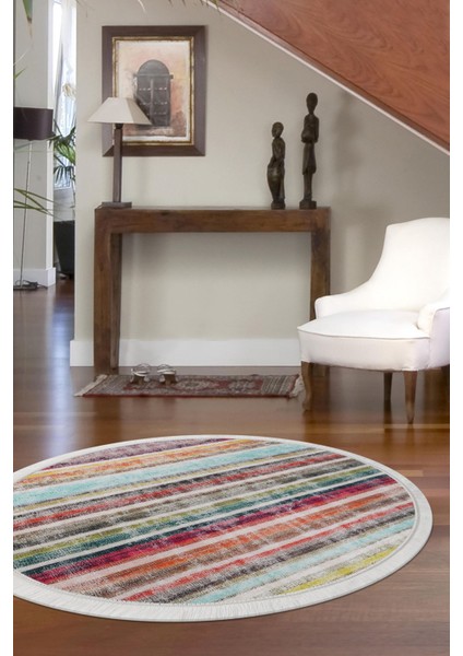 Halı Multi Yıkanabilir Saçaklı Yuvarlak Kesme Ince Yolluk Kilim Salon Halısı Modeli