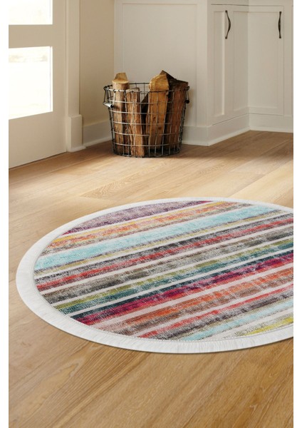 Halı Multi Yıkanabilir Saçaklı Yuvarlak Kesme Ince Yolluk Kilim Salon Halısı Modeli