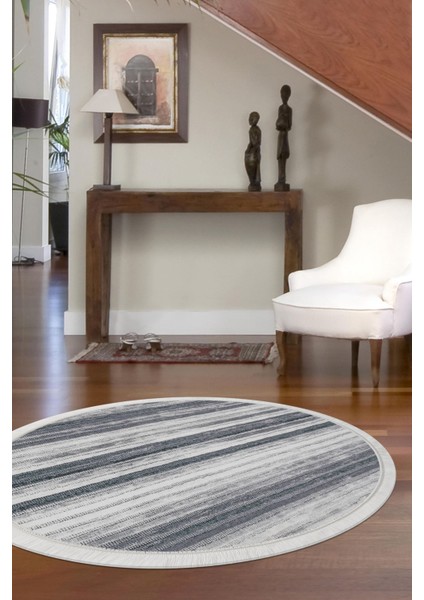 Halı Gri 9026 Saçaklı Yuvarlak Kaymaz Kesme Ince Yolluk Kilim Salon Halısı Modelleri