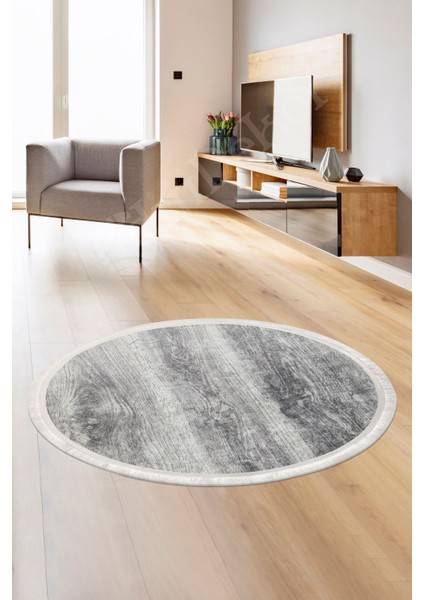 Halı Gri KY7056 Saçaklı Yuvarlak Kesme Ince Yolluk Kilim Salon Halısı Modelleri