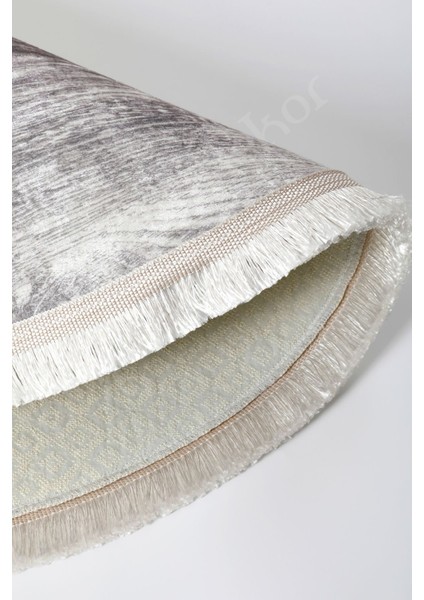 Halı Gri KY7056 Saçaklı Yuvarlak Kesme Ince Yolluk Kilim Salon Halısı Modelleri fırsatları