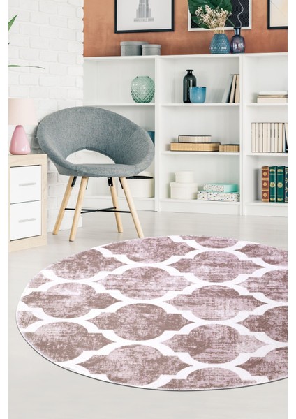 Halı Bej Maça Yıkanabilir Saçaksız Yuvarlak Kesme Ince Yolluk Kilim Salon Halısı Modeli